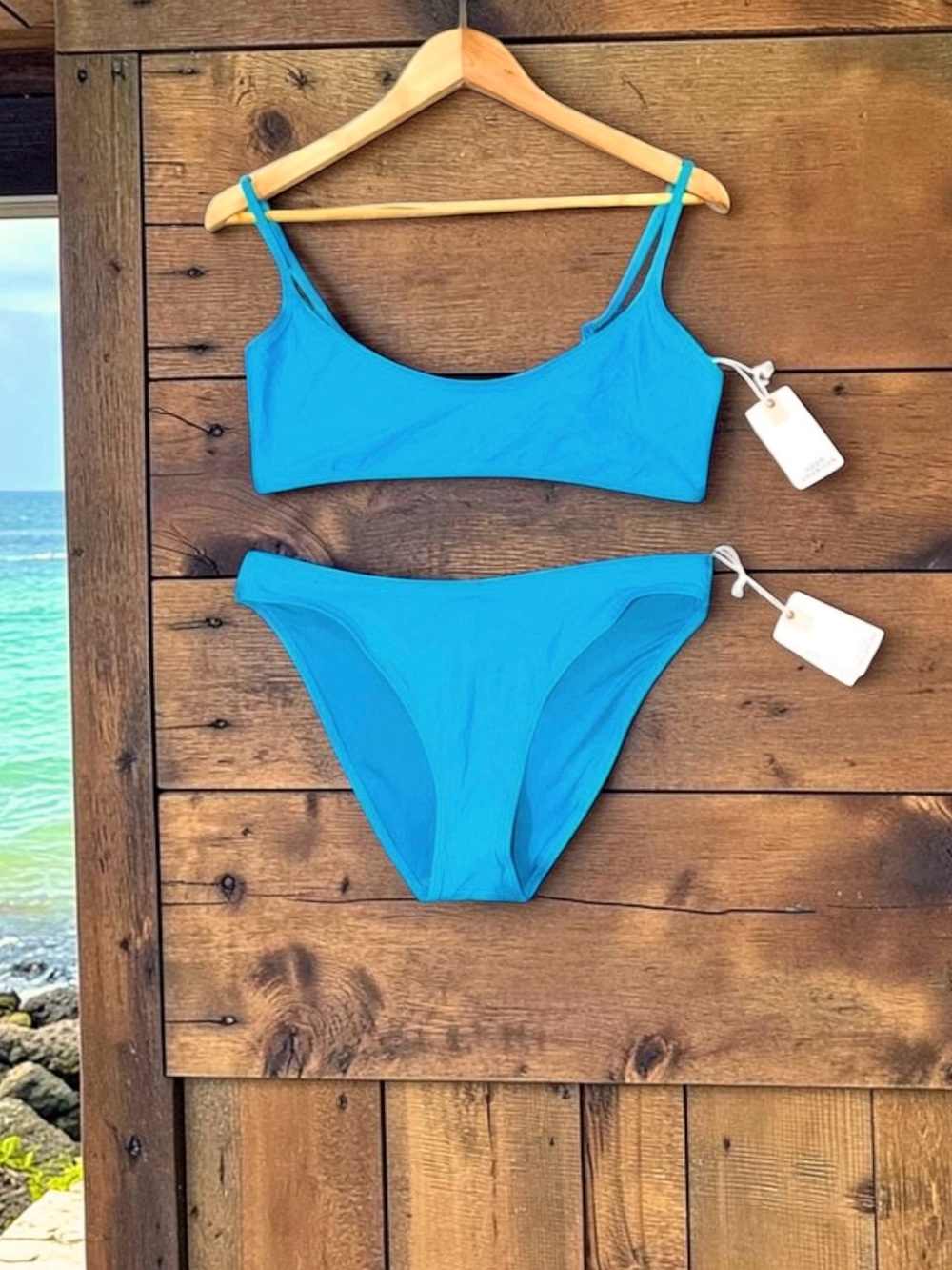 Good American NWT Atomic Blue Scoop Neck Bikini Set Size L/XL